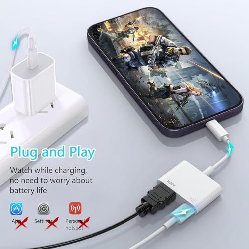 Lightning HDMI Adapter,【Apple MFI Zertifiziert】 Lightning auf HDMI, i-Phone H-DMI Adapter, A-dapter L-ightning auf H-DMI
