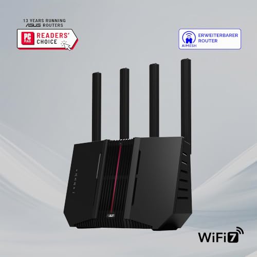 ASUS RT-BE92U BE9700 Tri-Band WiFi 7 Router | 320MHz & 4096-QAM, Multi-Link-Betrieb, AI WAN-Erkennung, AiMesh-Unterstützung, Netzwerksicherheit, VPN, Smart Home
