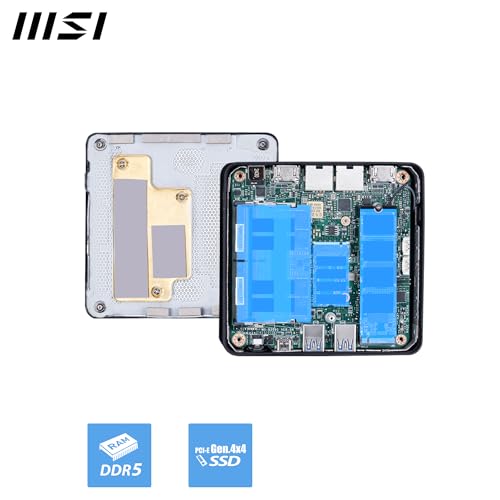 MSI Cubi NUC AI 1UMG-023DE– Intel® Core™ Ultra 5 125H CPU, 8 GB DDR5, 256 GB M.2 SSD, USB 10 Gbit/s Typ C und A, Thunderbolt™ 4 und HDMI™ 2.1, Wi-Fi 6E, Bluetooth 5.3 – Schwarz, Windows 11 Pro