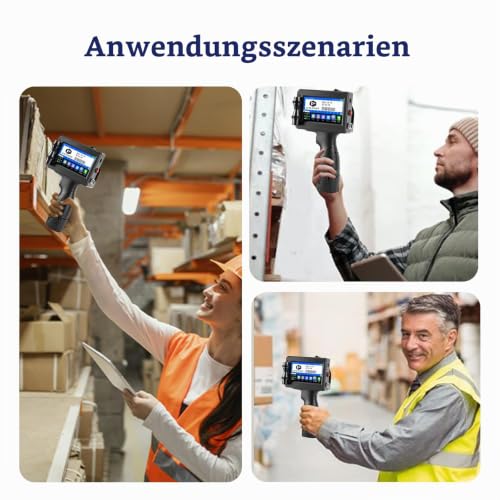 Eurannit Tragbarer Handdrucker E15-1,25.4mm Hand Tintenstrahldrucker mit 1" ER521 Schnell Trocknende Tinte für Text Barcode Datum Logo Chargennummer Druck auf Karton Stoff Holz Kunststoff Metall Glas