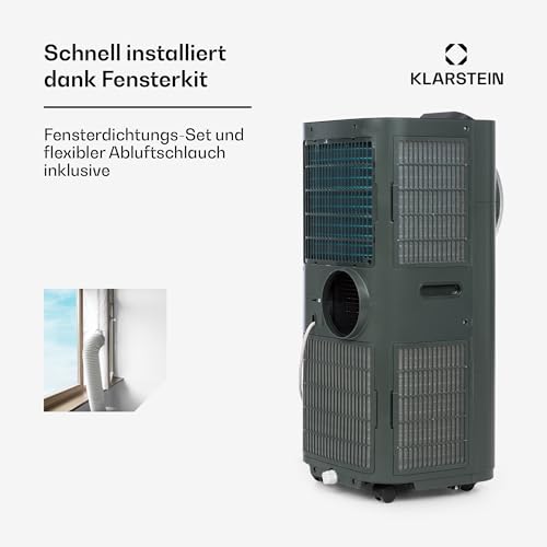 Klarstein Kraftwerk Smart 12K Mobiles Klimagerät – 12000 BTU, 35-59 m², App & Alexa Steuerung, 3-in-1 Kühlung, Entfeuchter & Ventilator, 50 dB, Timer, WiFi, Abluftrohr Inkl., Anthrazit