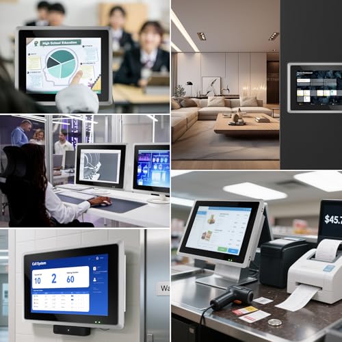 NORQIN 17-Zoll Lüftungsloser Industrie Panel-PC,IP65 All-in-One Computer | 10-Punkt Kapazitives Industrie-Touch-Panel,Windows 10 Pro,HDMI/COM/USB,für Automatisierung,Kiosk(I3-7100U,8G RAM 256G SSD)