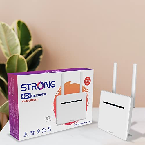 STRONG - 4G+ LTE Router 1200 - Mobiler Hotspot - Bis zu 300 Mbps 4G / 1200 Mbps WLAN - Ideal für IPTV, HD Streaming, Gaming - 4 Gigabit LAN-Anschlüsse - Für alle SIM-Karten geeignet - weiß