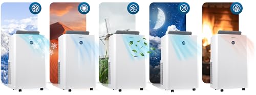 Berdsen Mobiles Klimagerät 5-in-1-14000 BTU - Kühlung, Heizung, Entfeuchtung, Ventilation, Schlafmodus - Tuya Smart App - Energieeffizient