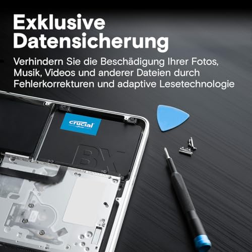 Crucial BX500 SATA SSD 1TB, 2,5" Interne Festplatte, bis zu 540 MB/s, 1TB SSD kompatibel mit Laptop und Desktop (PC), 3D NAND, Dynamische Schreibbeschleunigung - CT1000BX500SSD101