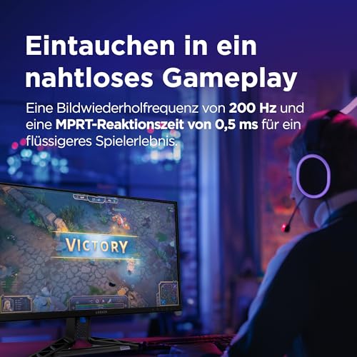 Lenovo Legion R27qe Gen 2 | 27" QHD Gaming Monitor | 200 Hz | 0.5ms | Gaming | 2560x1440 | 2K Auflösung | HDMI 2.1| DisplayPort | Höhenverstellbar | Entspiegelt | AMD FreeSync Premium | Schwarz