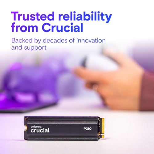 Crucial P310 PS5 SSD 2TB PCIe Gen4 NVMe M.2 Interne Festplatte mit Kühlkörper, bis 7100 MB/s, Gaming für PS5, Desktop PC - CT2000P310SSD5-01