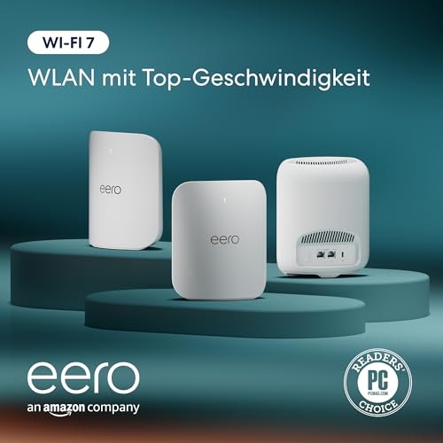 Amazon eero Pro 7 Mesh-WLAN-Router (neueste Version) | Unterstützt Internet-Geschwindigkeiten von bis zu 5 Gbit/s | WLAN-Abdeckung bis zu 560 m² | 3er-Pack