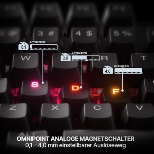 SteelSeries APEX PRO TKL Gen-3-Gaming-Tastatur – OmniPoint 3.0 analoge magnetische Schalter, Quickset-Auto-Presets (Schnellabzug, Schnellantipp/SOCD, Schutzmodus), OLED,RGB,PBT, USB-C, German QWERTZ
