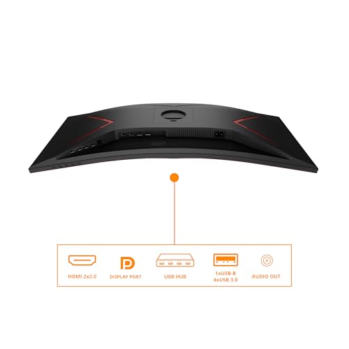 AOC CU34G2XPD/BK 34 Zoll Curved, UW-QHD USB Hub Gaming Monitor, 180Hz, Fast VA Panel, 1ms GtG, HDR400, FreeSync Premium, Höhenverstellung,(3440x1440 HDMI 2X 2.0 DP 2X 1.4) Schwarz/Rot
