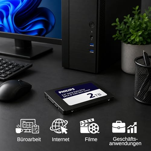 PHILIPS Interne SSD 2.5" SATA III 2 TB S130 Ultra Speed, Lesegeschwindigkeit bis zu 550 MB/s