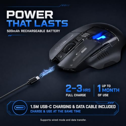 inphic A9 Explorer V2 Kabellose Gaming‑Maus, 12800 DPI leise | Tri‑Modus 2,4G / USB‑C‑Kabel / Bluetooth, wiederaufladbar, RGB‑Beleuchtung, sichtbare Akku‑Anzeige für Laptop, PC, Computer