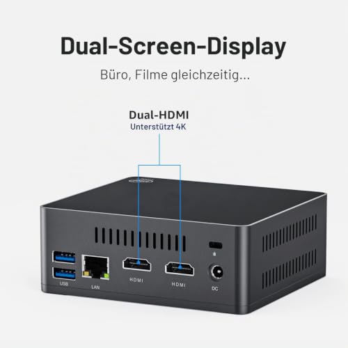 KUYiA Mini PC Desktop Computer Windows10 Business Gaming Home Office 8GB RAM128G SSDCeleronJ4125 bis zu 2.7 GHz Prozessor unterstützt 4K HDMI Dual WiFi 2.4 G + 5.8 G Ethernet 1000 M USB 3.0X4 BT4.0