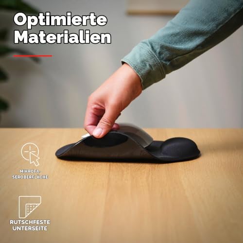 Trust Bigfoot Ergonomisches Mauspad mit Gelkissen 236 x 205 mm, Softgel Handballenauflage, Mikrofaseroberfläche, Mousepad mit Handauflage, rutschfeste Unterseite - Schwarz