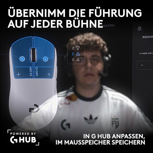 Logitech G PRO X2 SUPERSTRIKE LIGHTSPEED kabellose Gaming-Maus | Super schnell, äußerst leicht (61 g), anpassbare Klick-Haptik, USB-C-Aufladung, für PC/Mac/Laptop - Weiß