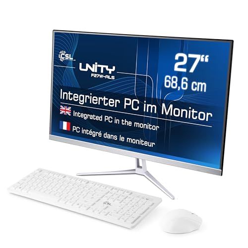All-in-One-PC CSL Unity F27W-ALS, 68,58 cm (27 Zoll, 1920x1080 Full HD) - Leistungsstarker AIO (Intel N200 CPU 4x3700 MHz, 512 GB SSD, 16 GB DDR4-RAM, Windows 11 Home), weiß