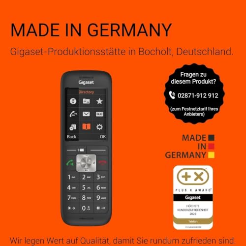 Gigaset CL660HX DECT-Mobilteil mit Ladeschale, Farbdisplay, Schwarz | für Router & DECT-Basis, Fritzbox-kompatibel, Freisprechfunktion, Made in Germany, [Deutsche Version], [Ohne Basis]