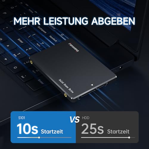 fanxiang S101 512 GB SSD SATA III 2,5" Interne，3D TLC NAND，540 MB/s Lesen | 500MB/s Schreiben，6Gb/s，SLC-Cache，SATA 3 Interne Festplatte für Laptops, Desktop-PCs , Schwarz