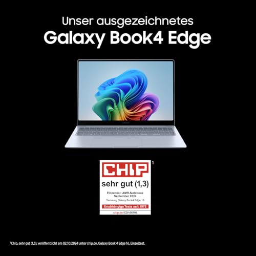 Samsung Galaxy Book4 Edge Galaxy AI-Laptop, 16-Zoll-Display, 16GB RAM, Snapdragon X Elite Pro Prozessor, Notebook 1TB Speicher, Copilot+ PC, Sapphire Blue, 3 Jahre Herstellergarantie