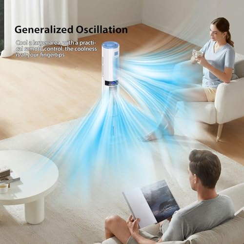 Klimaanlage Mobil, Klimagerät Ohne Abluftschlauch mit leisem Schlafmodus, Turmventilator 65 W, 1–24 Stunden Timer, 4 Modi, 60° und 360° Oszillation, 4 l Wassertank, mit 4 Kühlakku Fernbedienung
