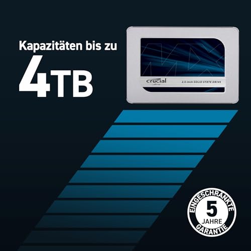 Crucial MX500 4TB 3D NAND SATA 2,5 Zoll Interne SSD, Bis zu 560 MB/s - CT4000MX500SSD1