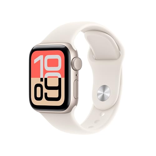 Apple Watch SE 3 GPS 40 mm Smartwatch mit Aluminiumgehäuse in Polarstern und Sportarmband in Polarstern (S/M). Fitness‑ und Schlaftracker, Herzfrequenzmesser, Always-On Display, Wasserschutz