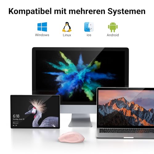 UGREEN 2.4G Maus kabellos mit 4000 DPI Wireless Mouse mit USB Empfänger | Ergonomisches Design, 18 Monate Akkulaufzeit, Funkmaus kompatibel mit Laptop Computer (Schwarz)