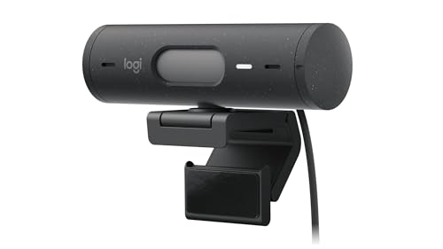 Logitech Brio 500 Full-HD-Webcam, 1080p Webcam, USB-C-Kabel, Graphit | USB Webcam mit Doppelmikrofon, Rauschunterdrückung, automatischer Lichtkorrektur und Zeigemodus, Konferenz-Webcam