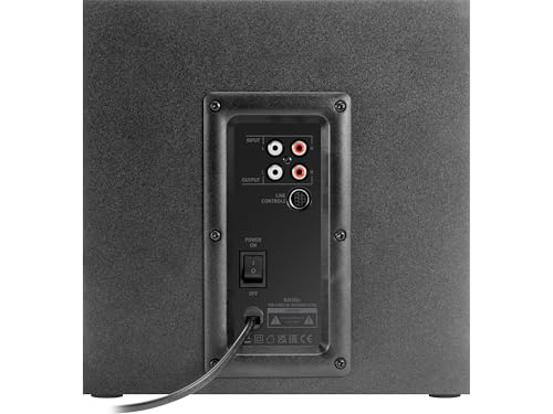Speedlink Gravity LT PC Lautsprecher 2.1 Soundsystem Bluetooth - mit Subwoofer aus Holz, Aktiv Lautsprechersystem 80 Watt, 3,5mm Klinke AUX, RGB-Tischfernbedienung, schwarz