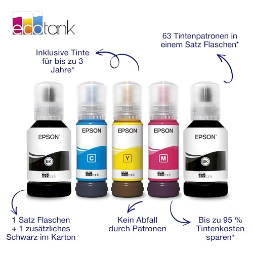 Epson EcoTank ET-4955 A4-Multifunktionsdrucker mit Wi-Fi & AirPrint Tintentank, automatischem Dokumenteneinzug, Duplexdruck, Scannen, Kopieren & Fax, bis zu 3 Jahre Tinte im Lieferumfang enthalten