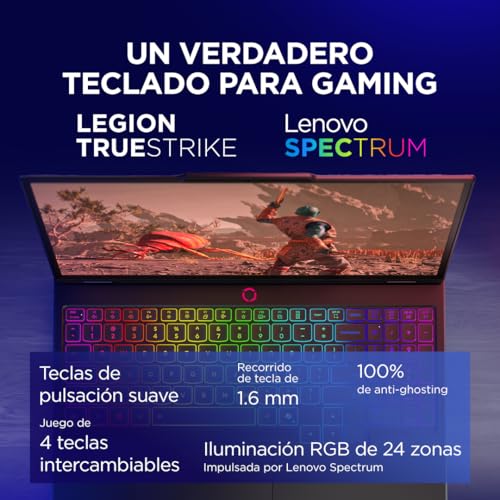 Lenovo Legion 5 Gen 10 Gaming-Laptop IA 15,1 Zoll WQXGA OLED (Intel Core i7-13650HX, NVIDIA GeForce RTX 5070, 32 GB RAM, 1 TB SSD, Wi-Fi 7, ohne Betriebssystem), spanische RGB-Tastatur, Schwarz