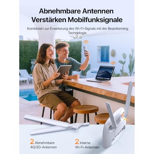 Tenda 4G07 4G SIM Router, LTE CAT4 WLAN AC1200 bis 150 Mbit/s, Dualband
