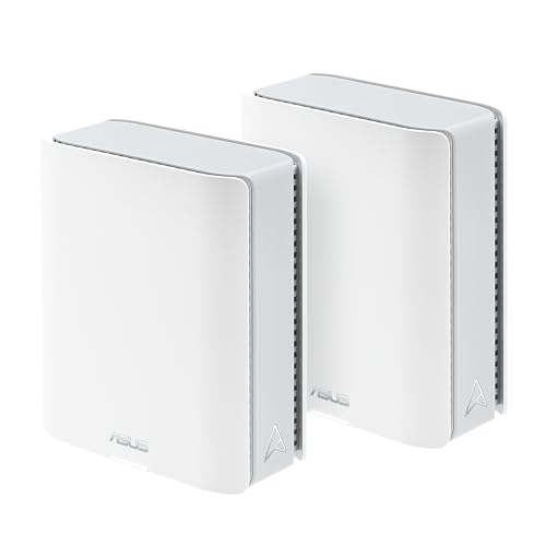 ASUS ZenWiFi BT8 Tri-Band WiFi 7 Smart AiMesh Extendable Router 2er Pack | 6 GHz WLAN, 14 Gbps, bis zu 550m² Abdeckung, Dual 2.5G Ports, Kindersicherung, VPN, weiß