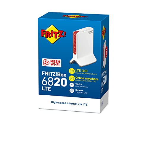 Fritz!Box 6820 LTE (LTE (4G) und UMTS (3G), WLAN N bis 450 MBit/s, 1 x Gigabit-LAN, Internationale Version)
