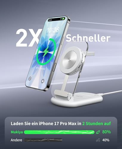3 in 1 Mag Safe Ladestation für Apple Watch und iPhone & AirPods | faltbar iPhone Ladestation Kompatibel mit Mag Safe Ladegerät,für iPhone 18 pro/18 pro max/17e/Air-12,für Apple Watch,Airpods