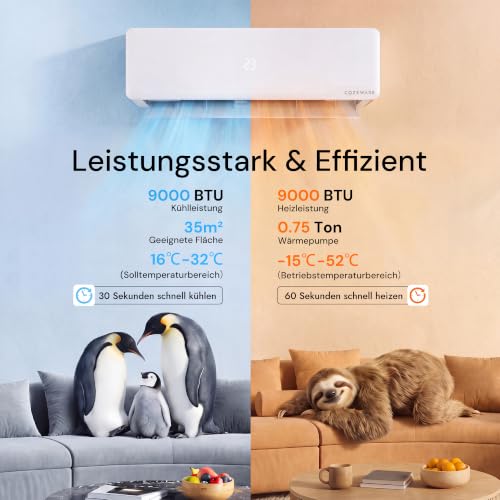 Cozeware Split Klimaanlage, 9000 BTU / 2,600 W