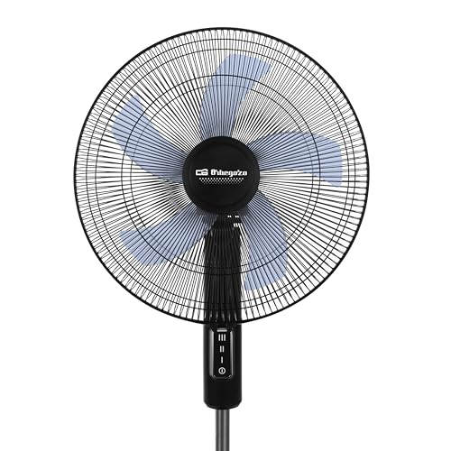 Orbegozo SF 1140 Standventilator, 3 Geschwindigkeiten, leise, schwenkbarer Schwenkkopf, höhenverstellbar, 45 W, Schwarz