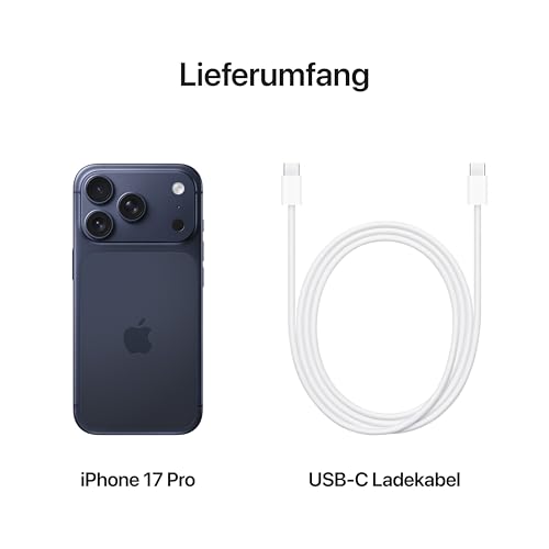 Apple iPhone 17 Pro 512 GB: 6,3" Display mit ProMotion bis zu 120 Hz, A19 Pro Chip, bahnbrechende Batterielaufzeit, Pro Fusion Kamera-System mit Center Stage Frontkamera; Tiefblau