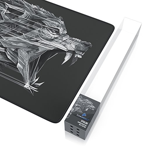 TITANWOLF XXL Speed Gaming Mauspad - 900 x 400mm - XXL Mousepad - Tischunterlage mit Titanwolf-Motiv - verbessert Präzision und Geschwindigkeit - Stabiler Halt auf glatten Oberflächen