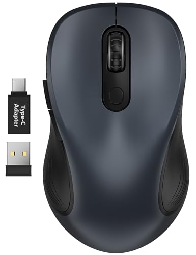 SABLUTE M01 Maus Kabellos, 6 Leise Tasten, 3 DPI, Links/Rechtshänder-Grau | 800/1200/1600 Einstellbare DPI, Niedriger Stromverbrauch, Lange Standby Zeit, 2,4 GHz Funkmaus für Laptop/PC/Mac/Linux