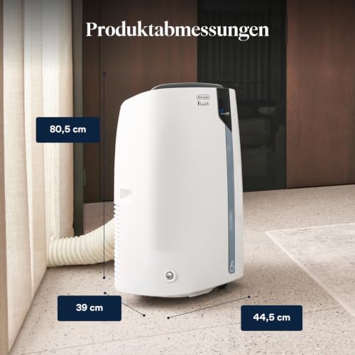 De'Longhi Pinguino - Mobiles Klimagerät, für Räume bis 30 m², mit Luftentfeuchter & Ventilator, 10000 BTU, Leiser Betrieb, Eco-Real-Feel, Fernbedienung, Timer, Energieeffizienzklasse A+++ (PACEX105)