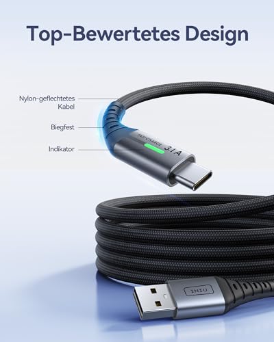 INIU USB C Kabel, [3 Stück 2m+2m+0,5m] USB A auf USB C Schnellladekabel | Nylon Geflochten, Ladekabel USB-C Ladegerät für iPhone 18 17 16 Pro Max, Samsung Galaxy S26 S25 S24, Pixel 9, iPad Air usw.