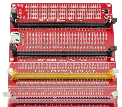 KALEA-INFORMATIQUE Testplatte mit Dioden für DDR-Speicherriegel vom Typ DDR3 DDR4 DIMM und DDR5 RDIMM und UDIMM.