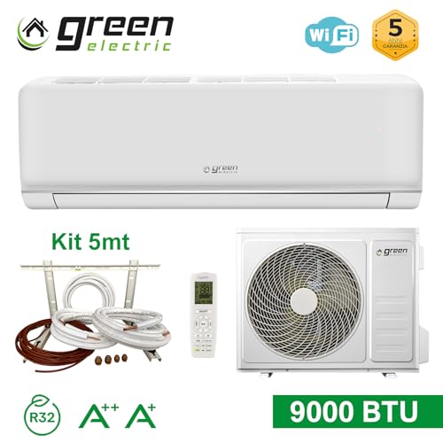 Green Electric Plus Mono-Split-Klimaanlage, 9000 BTU, WLAN, Energieeffizienzklasse A++/A, 2,5 kW, R32, mit Installationsset 5 Meter, Inneneinheit und Außeneinheit