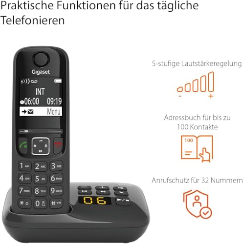 Gigaset AS690A Duo 2 DECT-Telefone mit Anrufbeantworter, Schwarz