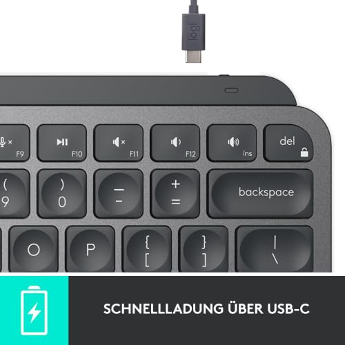 Logitech MX Keys Mini Kabellose Tastatur | Kompakt, Bluetooth, Hintergrundbeleuchtung, USB-C, Kompatibel mit Mac/iOS/Windows/Linux/Android, Metallgehäuse - Graphit