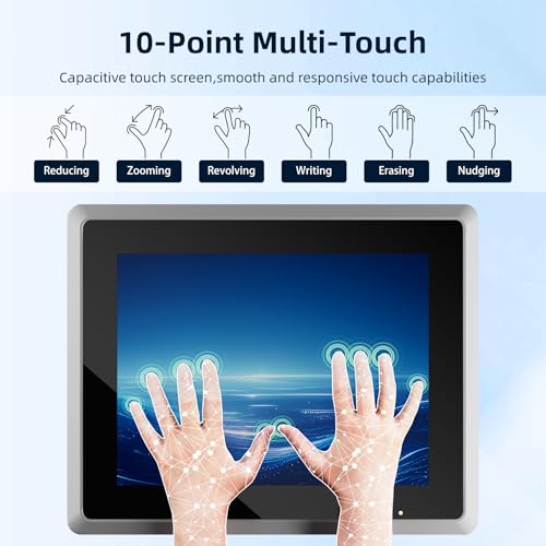 NORQIN 17-Zoll Lüftungsloser Industrie Panel-PC,IP65 All-in-One Computer | 10-Punkt Kapazitives Industrie-Touch-Panel,Windows 10 Pro,HDMI/COM/USB,für Automatisierung,Kiosk(I3-7100U,8G RAM 256G SSD)