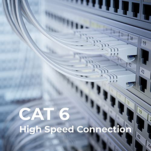 deleyCON 0,5m CAT6 Flaches Netzwerkkabel RJ45 1000 Mbit, 10 Stück - Weiß