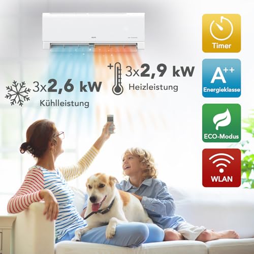 Belvit AUX Multi Split Klimaanlage Set, Mattweiß | 27.000 BTU, 3x 9.000 BTU