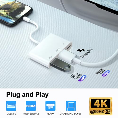 [Apple MFi-Zertifiziert] Digital AV Adapter Hub 3-in-1 für iPhone und iPad